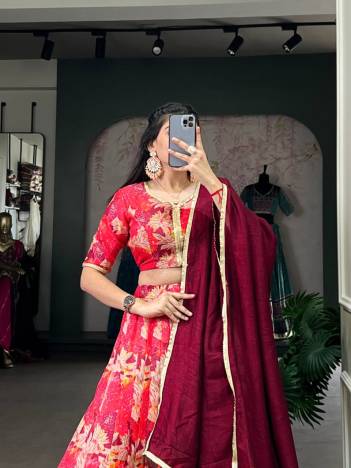 LNB 1032 RED DESIGNER SILK LEHENGA CHOLI WHOLESALER IN INDIA